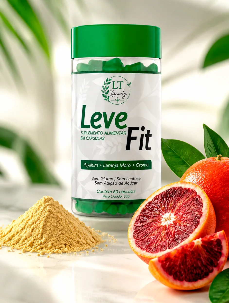 Frasco do suplemento Leve Fit com 60 cápsulas